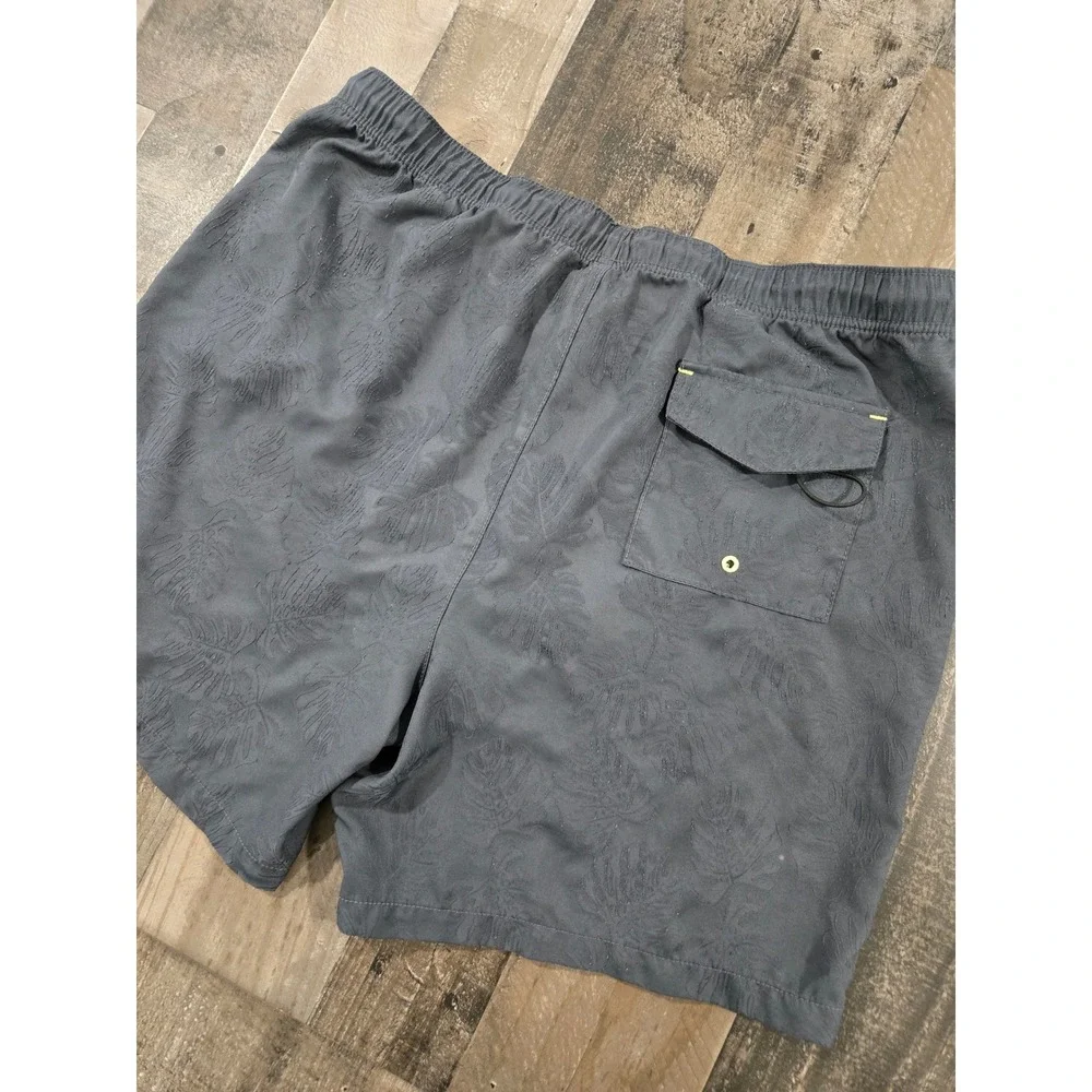 Tommy Bahama Naples Swim Trunks Mens XL Charcoal Layered Leaves Marlin Lined